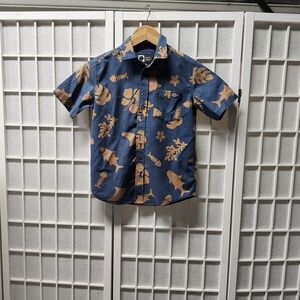 Salty Crew Kids Navy and Beige Patterned Button Down Shirt